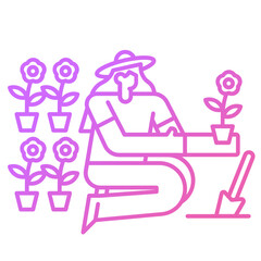 Woman gardening icon