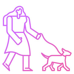 Obraz na płótnie Canvas Women is walking with a dog icon