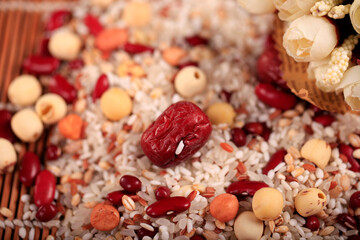 Cereal grains , seeds, beans, Lotus seeds and red dates