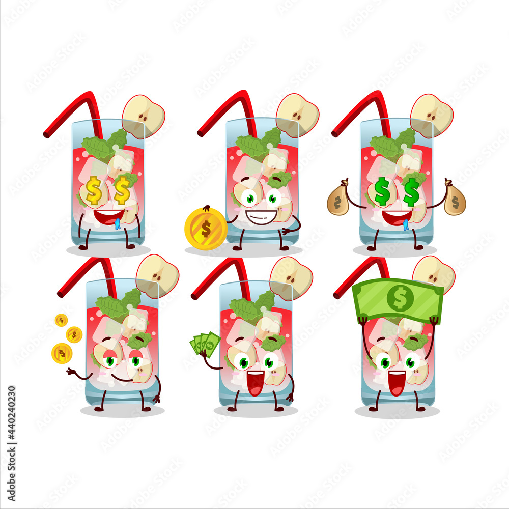 Poster Apple mojito cartoon character with cute emoticon bring money