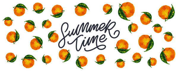 summer sale banner with fruits orange letter vector