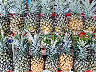 A texture of ffresh pineapple in market