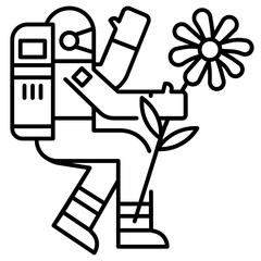 Astronaut holding a flower icon
