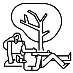 Couple resting under a tree icon