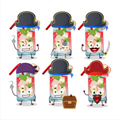 Cartoon character of apple mojito with various pirates emoticons