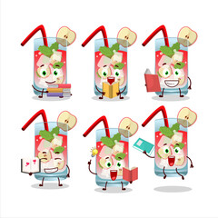 A picture of apple mojito cartoon character concept reading an amusing book