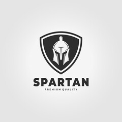 Shield of Spartan Logo Vintage Vector Illustration Design