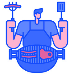 Man cooking barbecue icon