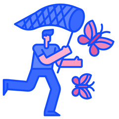 Man catching butterflies icon
