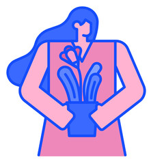 woman holding a flowerpot icon