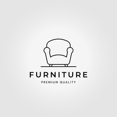 Minimalist Divan Logo Line Art Illustration Vector Design