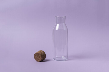 transparent empty glass water isolated with a cork