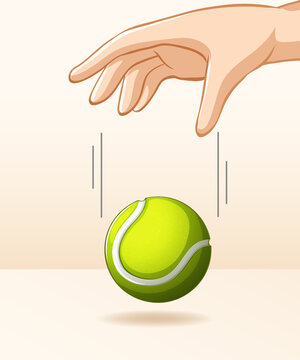 Hand Dropping Tennis Ball For Gravity Experiment