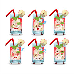 Cartoon character of apple mojito with sleepy expression