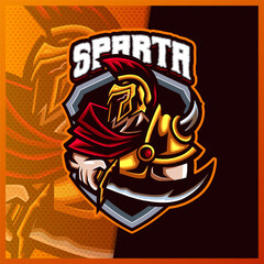 Sparta God Viking Gladiator Warrior mascot esport logo design illustrations vector template, Roman Knight logo for team game streamer youtuber banner twitch discord, full color cartoon style
