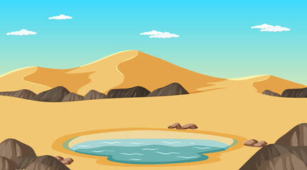 Desert forest landscape at daytime scene with oasis