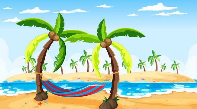 Tropical beach landscape scene at day time