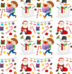 Seamless pattern with Christmas elements on white background