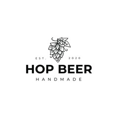 Hop Brewery Beer Drawing Logo Vector Illustration Template Icon