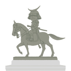伊達正宗の騎馬像のイラスト