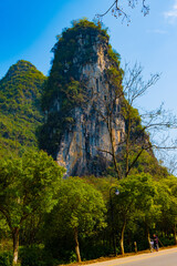 Nice mountains along river in the Guilin area  of China , good place for rest, relax, travel, tourism