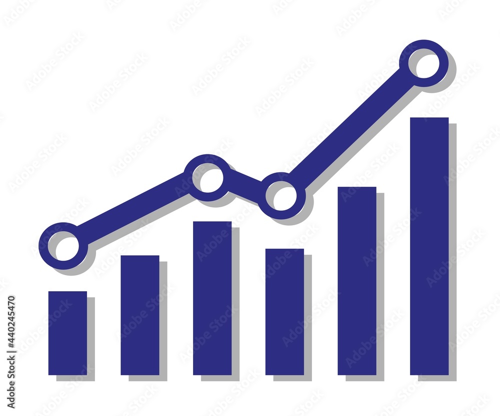 Poster graph with increase report. diagram with rise and gain progress