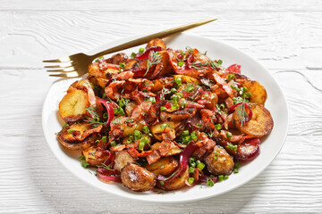 roast potato salad with red onion and bacon