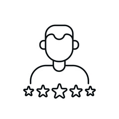 5 star employee linear icon. Workaholic. Thin line customizable illustration. Contour symbol. Vector isolated outline drawing. Editable stroke