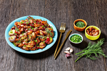 roast potato salad with red onion and bacon