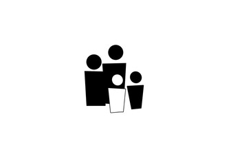 silhouette of a family of four