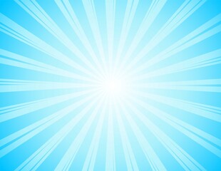 Vector abstract blue background in the form of rays emanating from the center. Illustration of sun rays in the sky.