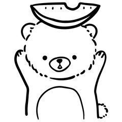 Bear and Fruit outline SVG illustration for web, wedsite, application, presentation, Graphics design, branding, etc.