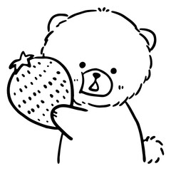 Bear and Fruit outline SVG illustration for web, wedsite, application, presentation, Graphics design, branding, etc.