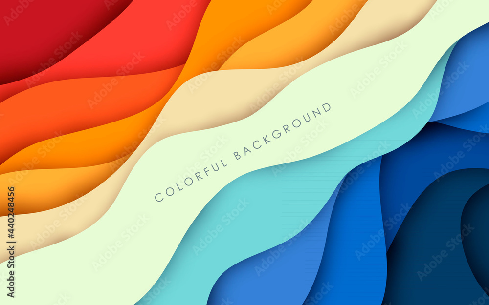 Aufkleber abstract papercut background colorful dynamic wavy layers