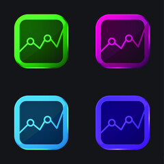 Analytics four color glass button icon