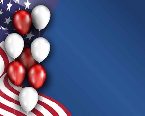 Vector template banner with usa flag and balloons. Patriotic holiday template. Independence day. Labor day, memorial, flag day