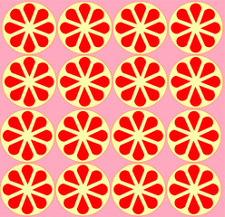 Grid pattern of pink grapefruit slices.