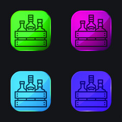 Fototapeta premium Alcohol four color glass button icon