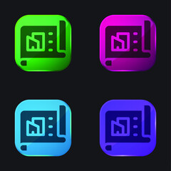 Architecture four color glass button icon