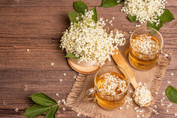 Elderberry flower tea. Refreshing summer drink, healthy lifestyle concept