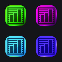 Bars Graphic four color glass button icon