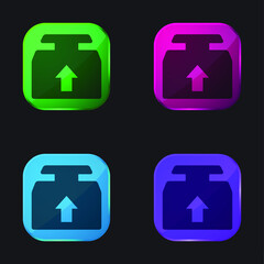 Box four color glass button icon
