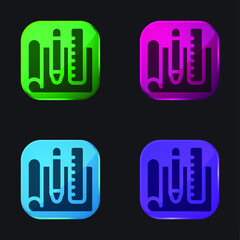 Blueprint four color glass button icon