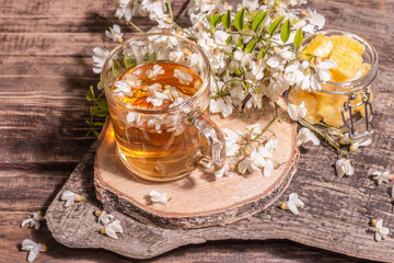 Tea from rose hips flowers, vitamin drink, hard light, dark shadow