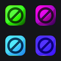 Block four color glass button icon