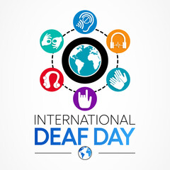 World Deaf day is observed every year during September, The day focuses on people who are deaf or hard of hearing and people with speech disorders. Vector illustration.