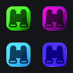 Binoculars four color glass button icon