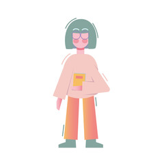 Clever.  woman wear glasses. Happy person holding book. Clever people and student illustration
