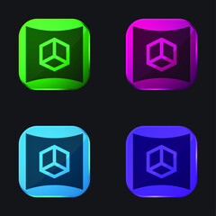 3d Display four color glass button icon