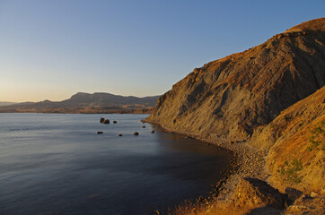 Peaceful sunset or sunrise on the seashore landscape